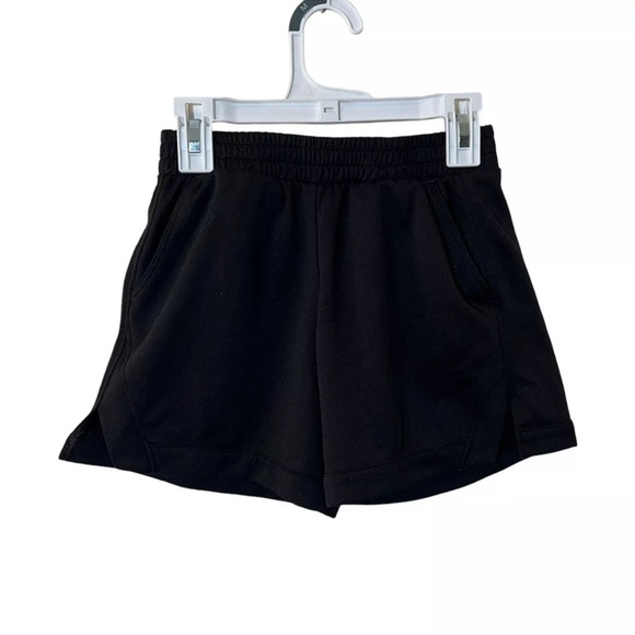 Athletic Works Girls Black Shorts Medium 7-8 Elastic Waist Pull On Gym Sports - Picture 1 of 4